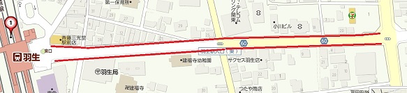 羽生駅前の自転車レーン1