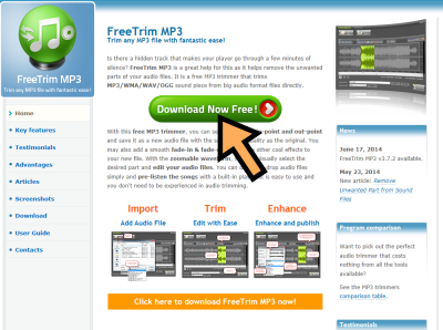 FreeTrim MP3 ダウンロードページ