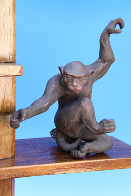 【中国宜興】猿の吊り型造花鉢・・・陶器です。